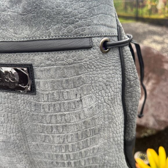 Sharif Gray and Black Shoulder Bag with Silver Accent - Picture 14 of 14